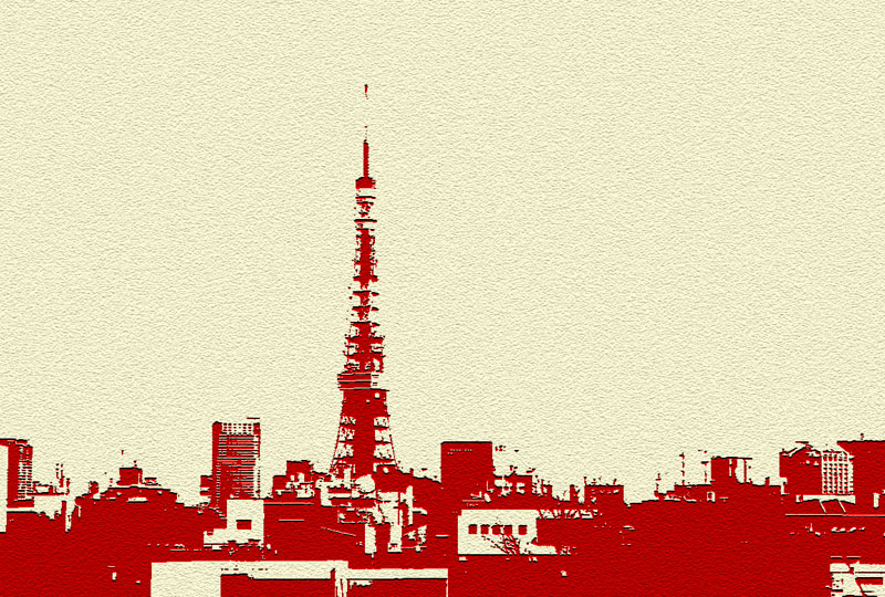 東京タワー イラストポストカード素材無料
